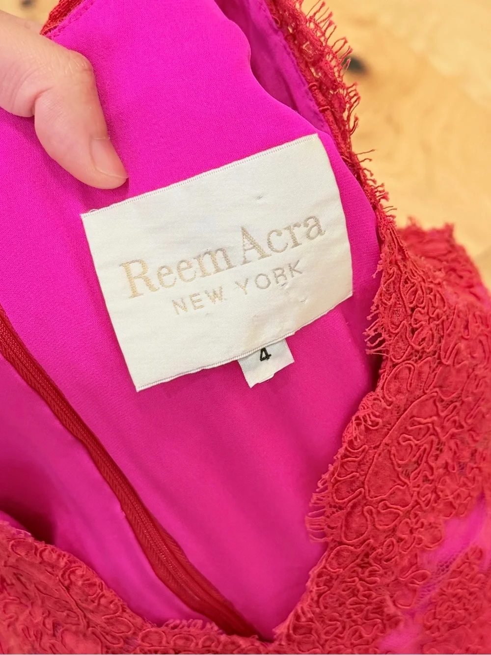 Reem Acra New York Women’s Pink Roxanne Lace Midi Dress